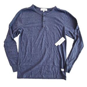 Kinetix Casual Luxury Men's Long Sleeve Henley Size Small Heather Navy NWT